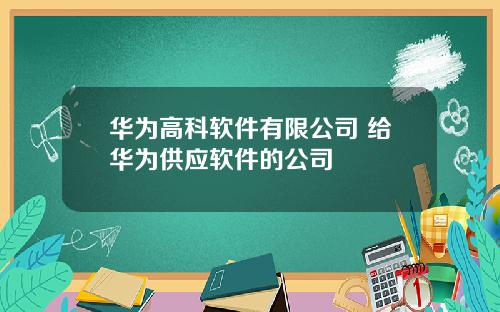 华为高科软件有限公司 给华为供应软件的公司