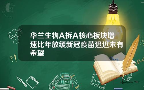 华兰生物A拆A核心板块增速比年放缓新冠疫苗迟迟未有希望