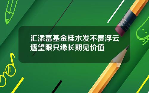 汇添富基金桂水发不畏浮云遮望眼只缘长期见价值