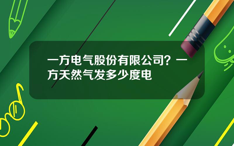 一方电气股份有限公司？一方天然气发多少度电