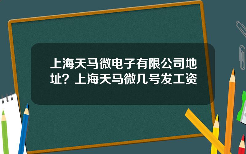 上海天马微电子有限公司地址？上海天马微几号发工资