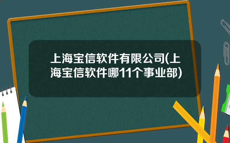 上海宝信软件有限公司(上海宝信软件哪11个事业部)