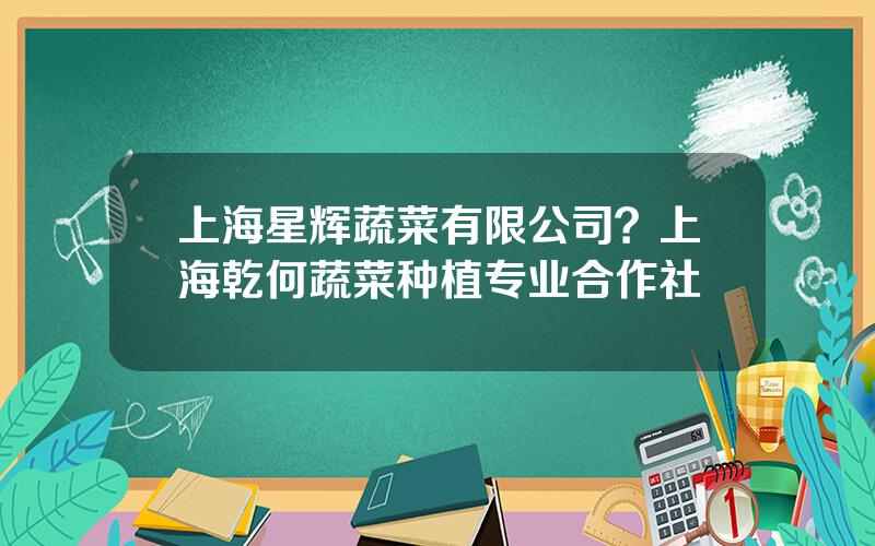 上海星辉蔬菜有限公司？上海乾何蔬菜种植专业合作社