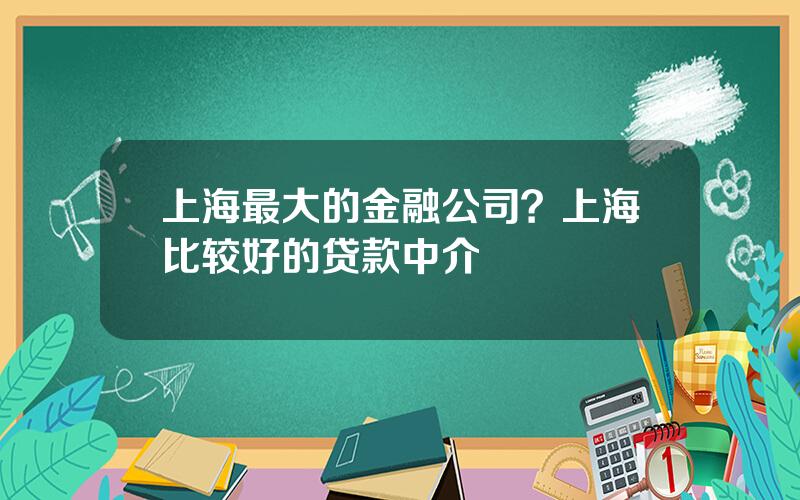 上海最大的金融公司？上海比较好的贷款中介