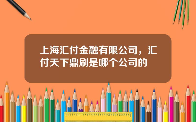 上海汇付金融有限公司，汇付天下鼎刷是哪个公司的