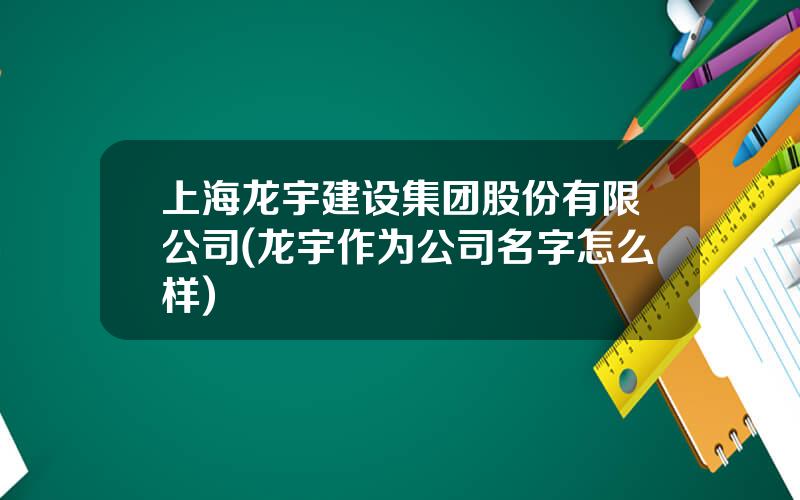 上海龙宇建设集团股份有限公司(龙宇作为公司名字怎么样)