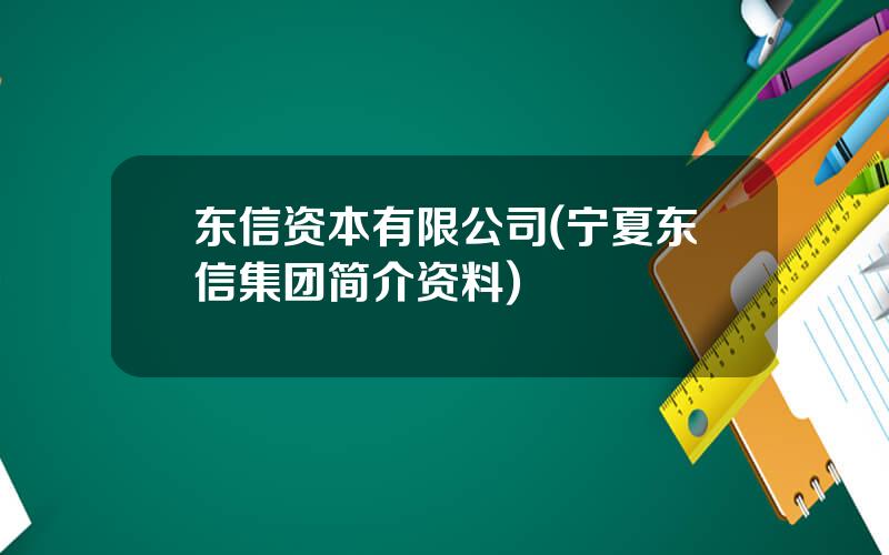 东信资本有限公司(宁夏东信集团简介资料)