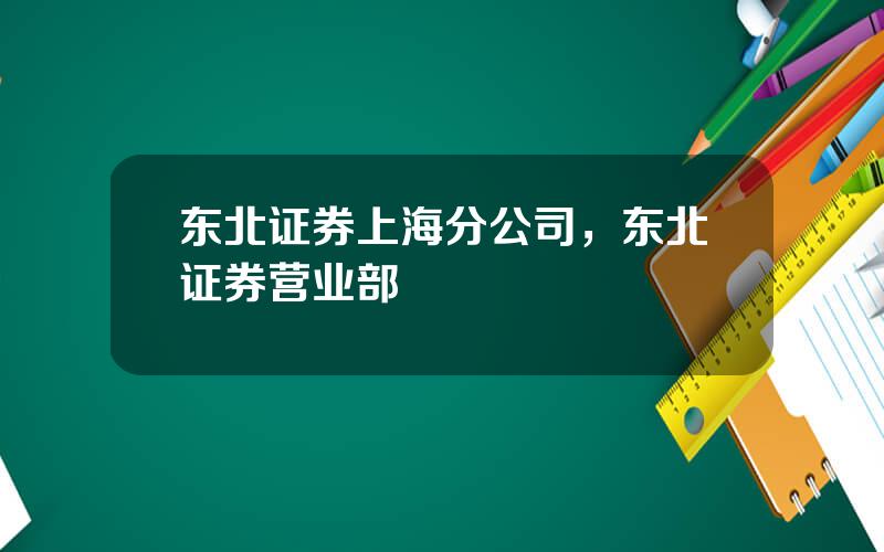 东北证券上海分公司，东北证券营业部