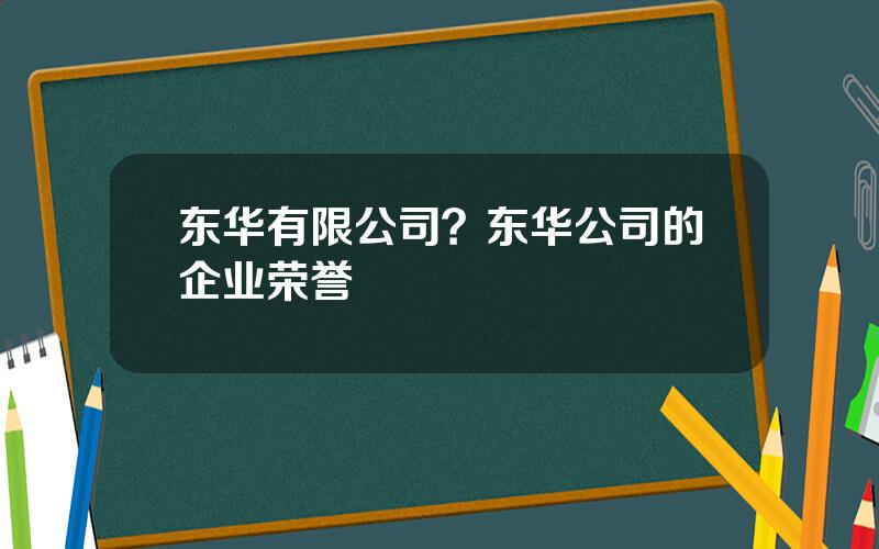 东华有限公司？东华公司的企业荣誉