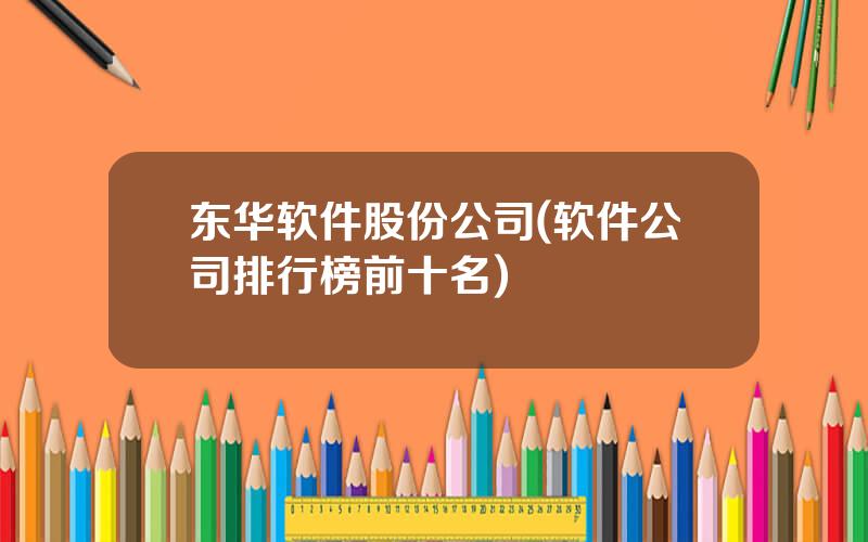 东华软件股份公司(软件公司排行榜前十名)