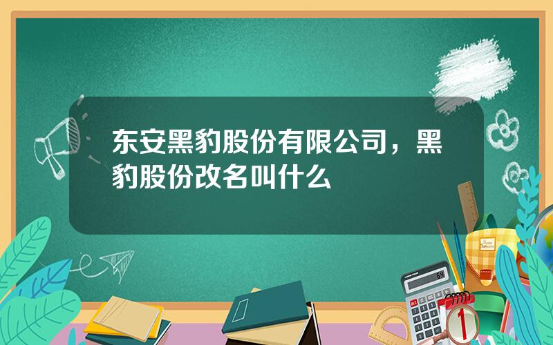 东安黑豹股份有限公司，黑豹股份改名叫什么