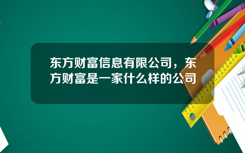 东方财富信息有限公司，东方财富是一家什么样的公司