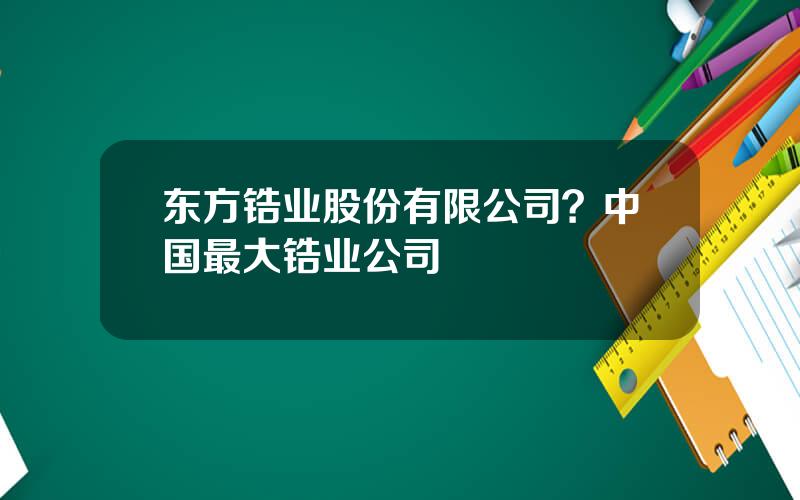 东方锆业股份有限公司？中国最大锆业公司