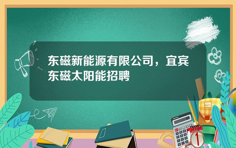 东磁新能源有限公司，宜宾东磁太阳能招聘