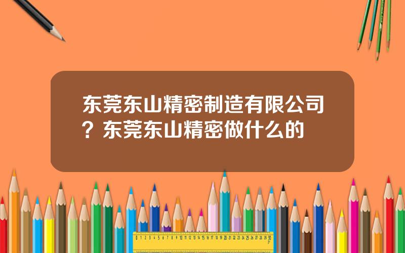 东莞东山精密制造有限公司？东莞东山精密做什么的