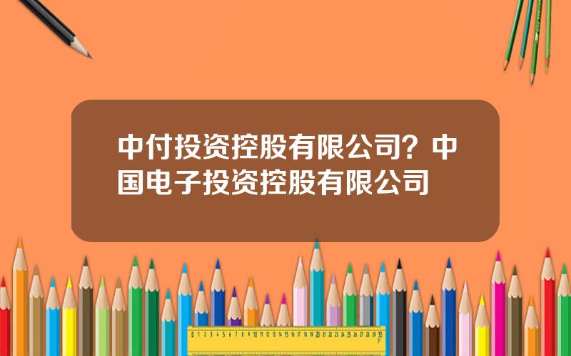 中付投资控股有限公司？中国电子投资控股有限公司