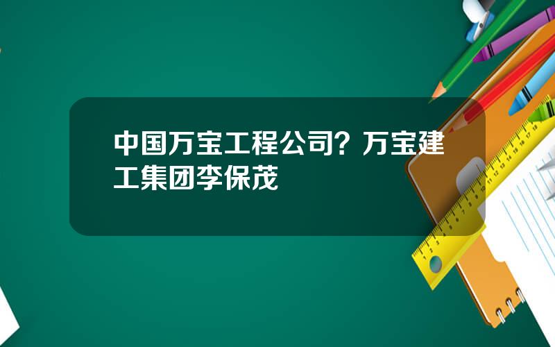 中国万宝工程公司？万宝建工集团李保茂