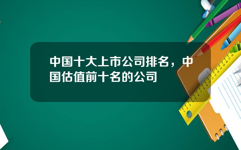 中国十大上市公司排名，中国估值前十名的公司