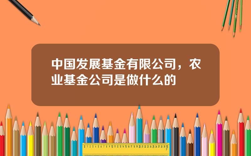 中国发展基金有限公司，农业基金公司是做什么的