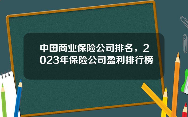 中国商业保险公司排名，2023年保险公司盈利排行榜