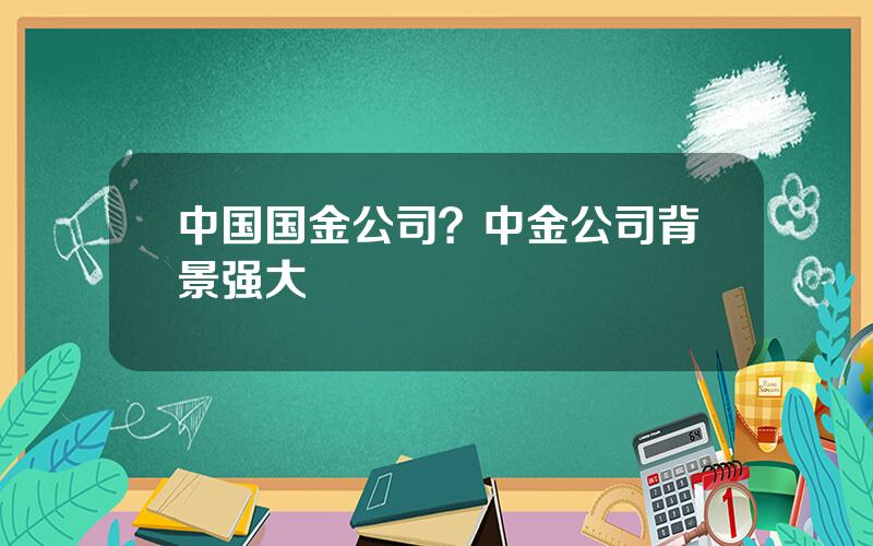 中国国金公司？中金公司背景强大