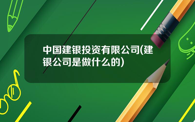 中国建银投资有限公司(建银公司是做什么的)