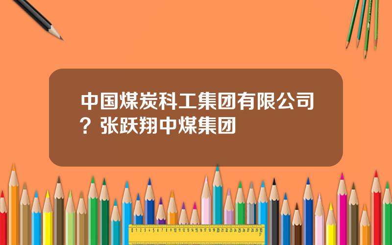 中国煤炭科工集团有限公司？张跃翔中煤集团