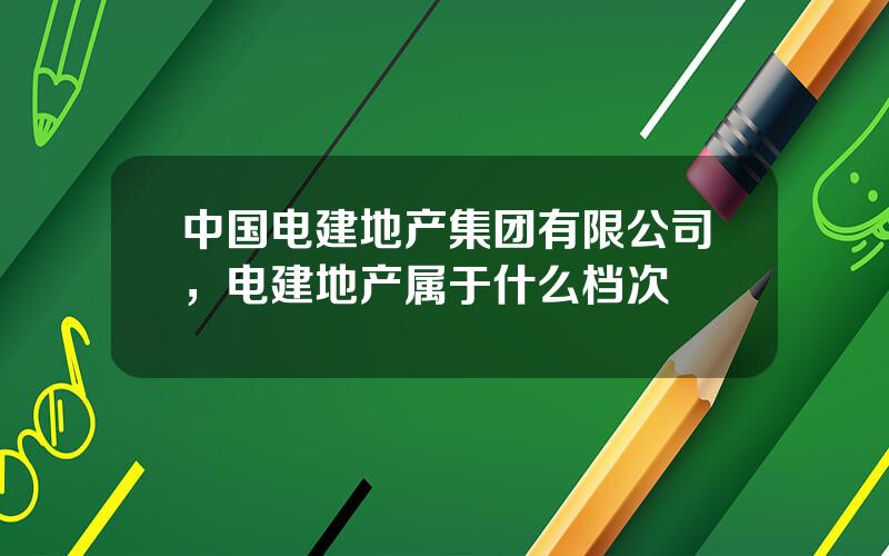 中国电建地产集团有限公司，电建地产属于什么档次