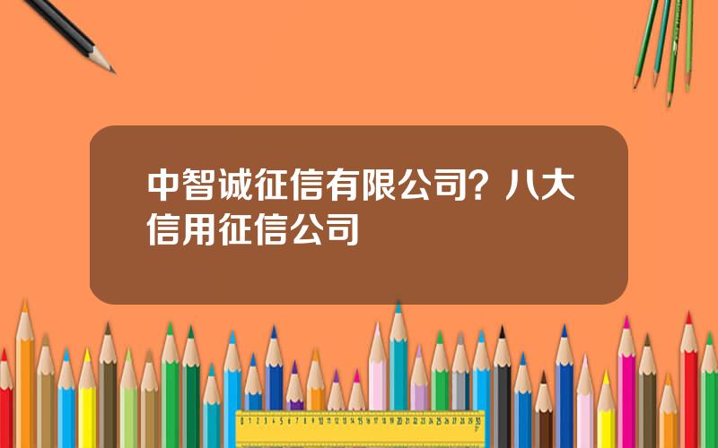 中智诚征信有限公司？八大信用征信公司