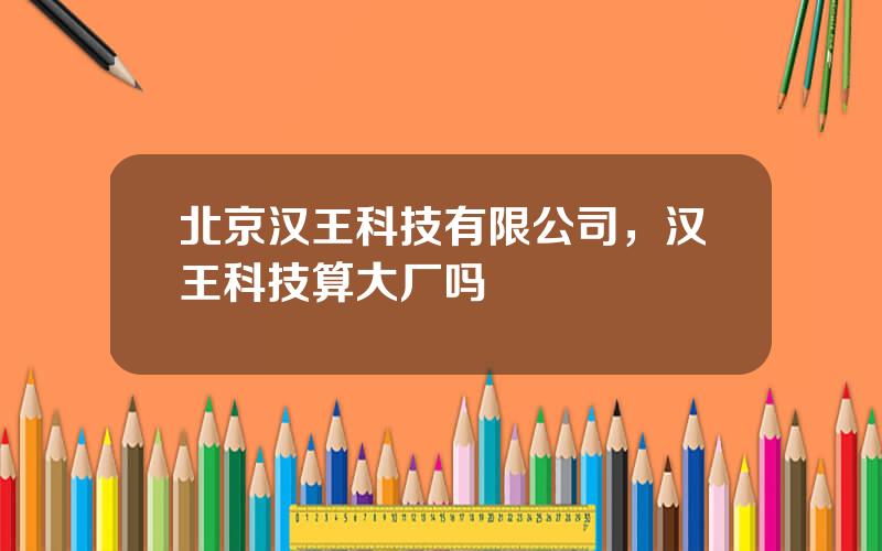 北京汉王科技有限公司，汉王科技算大厂吗