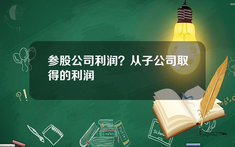 参股公司利润？从子公司取得的利润