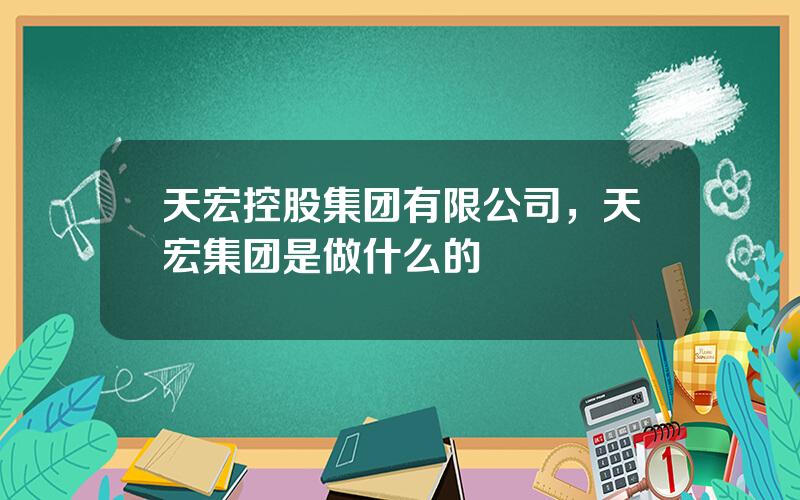 天宏控股集团有限公司，天宏集团是做什么的