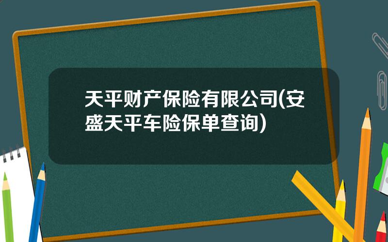 天平财产保险有限公司(安盛天平车险保单查询)